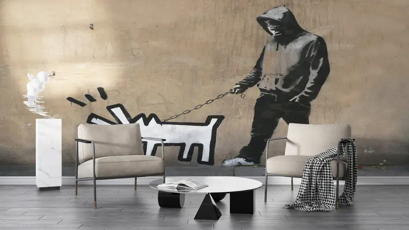 Banksy Barking Dog, Banksy Dog Mural, Abstract Wall Print, Dog Graffiti Wall Print, Painting Mural, Banksy Wall Art, - 3