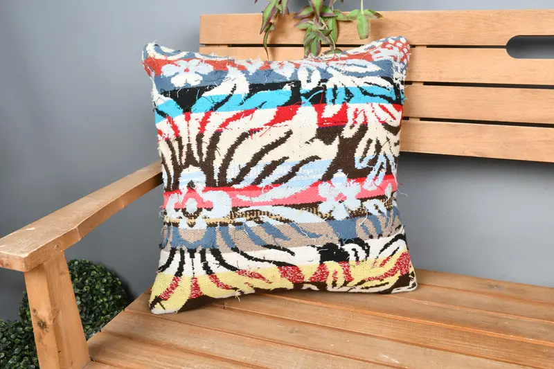 Ethnic Throw Pillow, 18x18 Brown Pillow, Kilim Cushion Sham, Kilim Pillow, Neutral Throw Cushion Cover, Pillow Case, Home Decor Pillow - 1