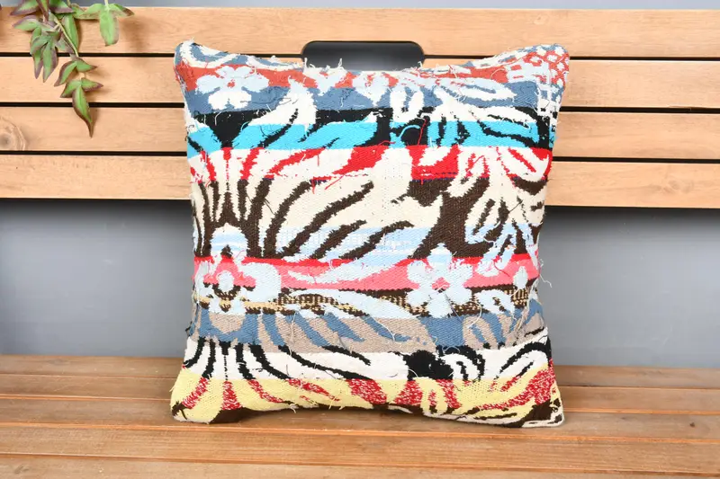 Ethnic Throw Pillow, 18x18 Brown Pillow, Kilim Cushion Sham, Kilim Pillow, Neutral Throw Cushion Cover, Pillow Case, Home Decor Pillow - 6