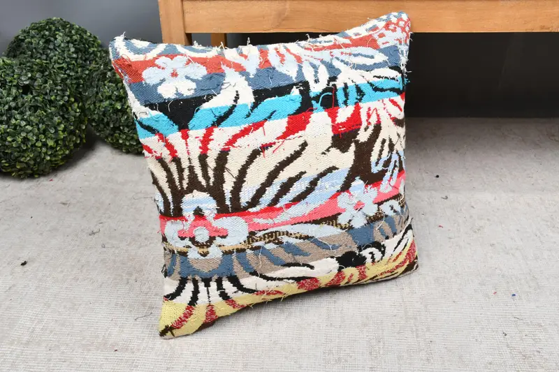 Ethnic Throw Pillow, 18x18 Brown Pillow, Kilim Cushion Sham, Kilim Pillow, Neutral Throw Cushion Cover, Pillow Case, Home Decor Pillow - 7