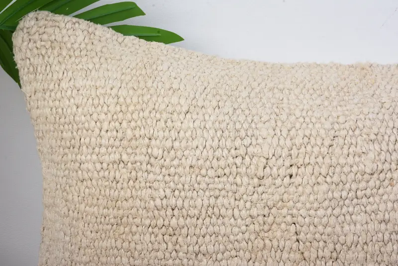 Vintage Pillow Sham, Handmade Kilim Cushion, Cushion, Pillow for Couch, Turkish Kilim Pillow, Ottoman Pillow Sham, 12x20 Beige Pillow Cover - 2