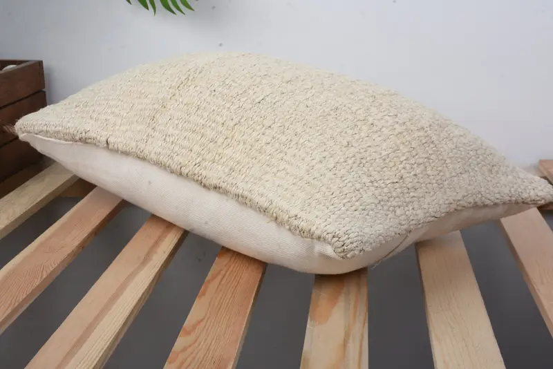 Vintage Pillow Sham, Handmade Kilim Cushion, Cushion, Pillow for Couch, Turkish Kilim Pillow, Ottoman Pillow Sham, 12x20 Beige Pillow Cover - 6