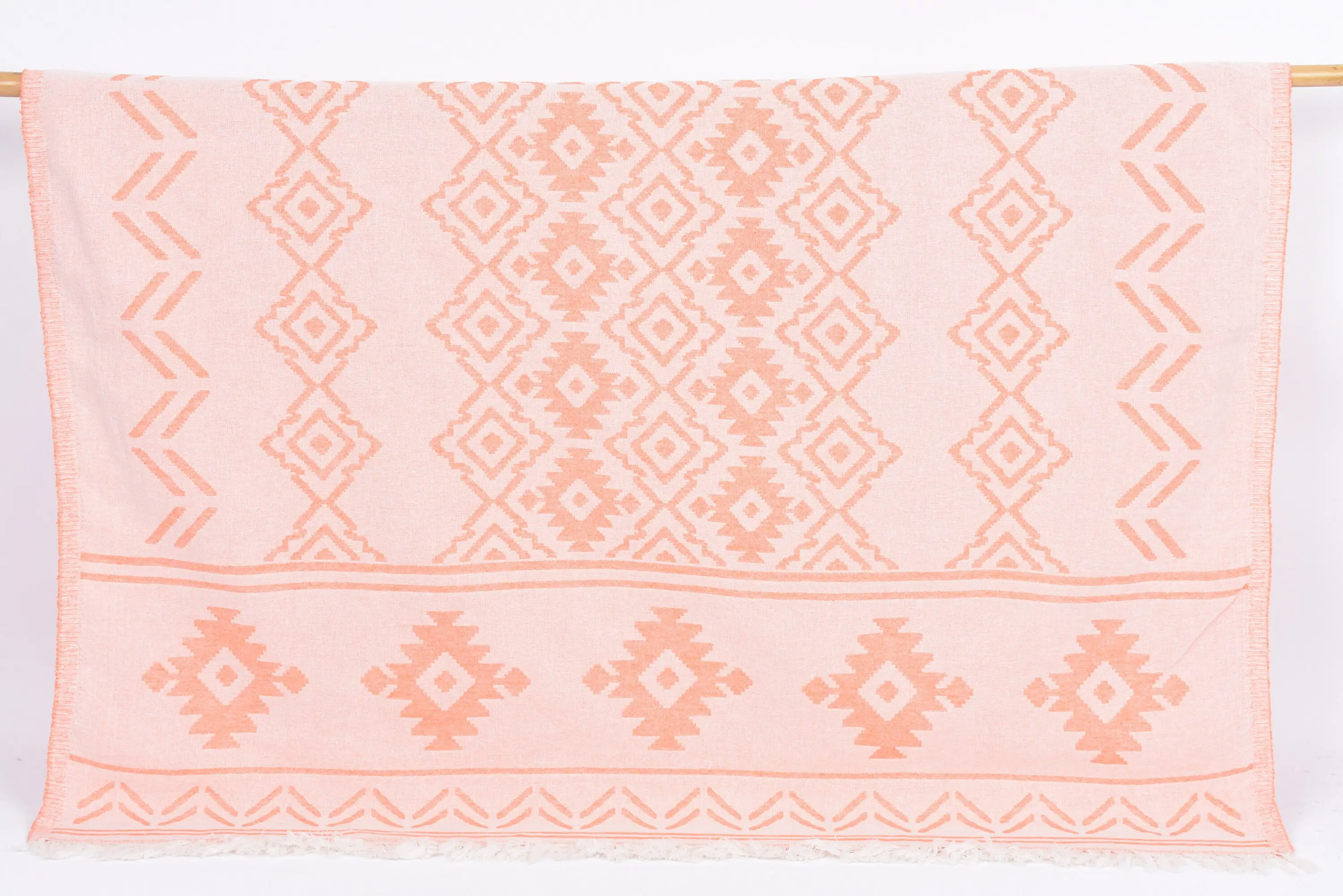 Monogrammed Beach Towel, Orange Geometric Towel, 73x40 Inches - 1