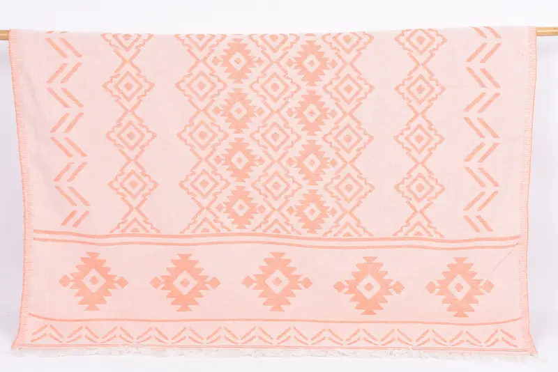 Monogrammed Beach Towel, Orange Geometric Towel, 73x40 Inches