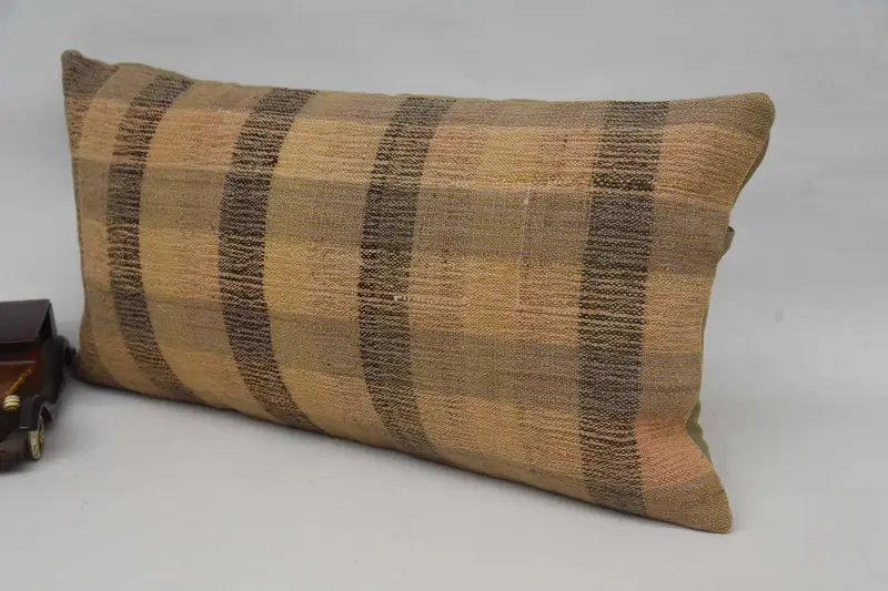 Vintage Pillow, Neutral Pillow Sham, Sofa Pillow Cover, Pillow for Sofa, Kilim Pillow Cover, 12x24 Orange Cushion Cover, Pillow - 3