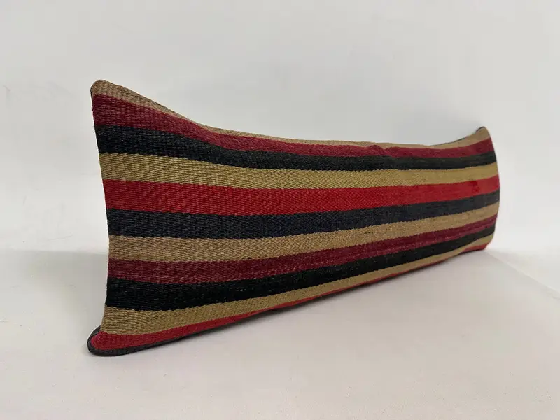 Home Decor Pillow, Ethnical Kilim Rug Pillow, Cozy Throw Cushion Cover, Vintage Pillow, Pillow Cover, 12x36 Red Cushion Case - 2