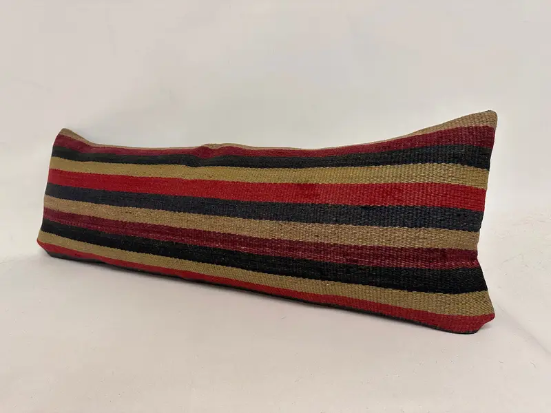 Home Decor Pillow, Ethnical Kilim Rug Pillow, Cozy Throw Cushion Cover, Vintage Pillow, Pillow Cover, 12x36 Red Cushion Case - 3