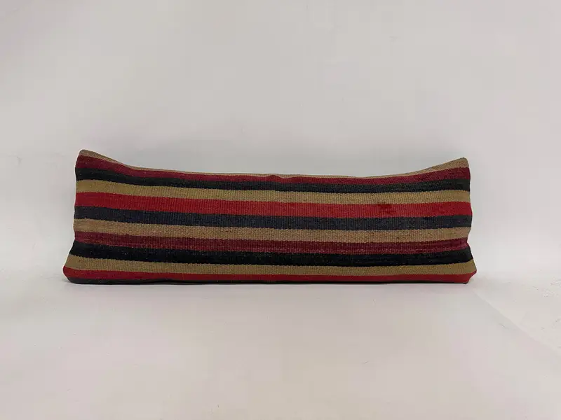 Home Decor Pillow, Ethnical Kilim Rug Pillow, Cozy Throw Cushion Cover, Vintage Pillow, Pillow Cover, 12x36 Red Cushion Case - 1