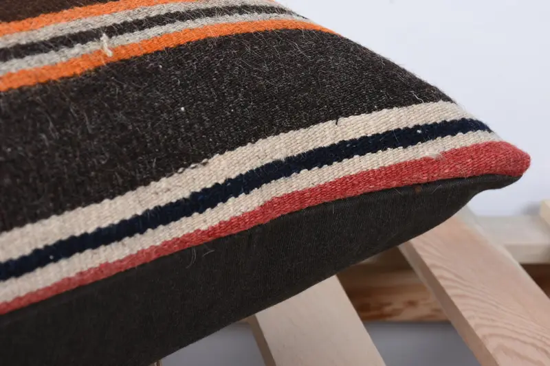 Nomadic Cushion, 12x24 Brown Pillow Sham, Boho Pillow, Office Chair Pillow Case, Ethnical Kilim Rug Pillow, Gift Pillow, Pillow Cover - 7