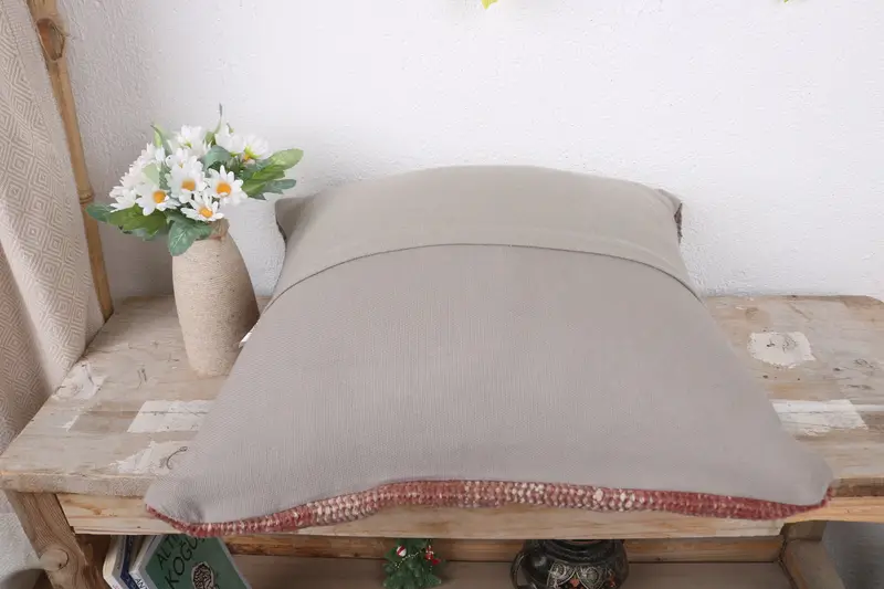 Cushion Case, Vintage Kilim Throw Pillow, Tapestry Cushion Case, Pillow for Couch, 16x16 Red Pillow Sham, Comfy Throw Cushion Case, Pillow for Sofa - 7