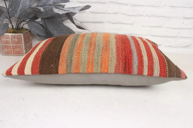 Gift Pillow, Authentic Pillow Cover, Home Decor Pillow, Pillow Case, Vintage Kilim Throw Pillow, 12x20 Red Pillow, Art Deco Cushion Cover - 5