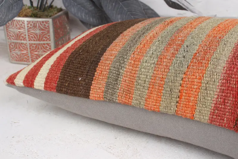 Gift Pillow, Authentic Pillow Cover, Home Decor Pillow, Pillow Case, Vintage Kilim Throw Pillow, 12x20 Red Pillow, Art Deco Cushion Cover - 7