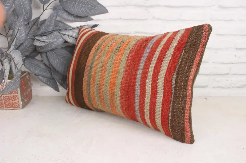 Gift Pillow, Authentic Pillow Cover, Home Decor Pillow, Pillow Case, Vintage Kilim Throw Pillow, 12x20 Red Pillow, Art Deco Cushion Cover - 4