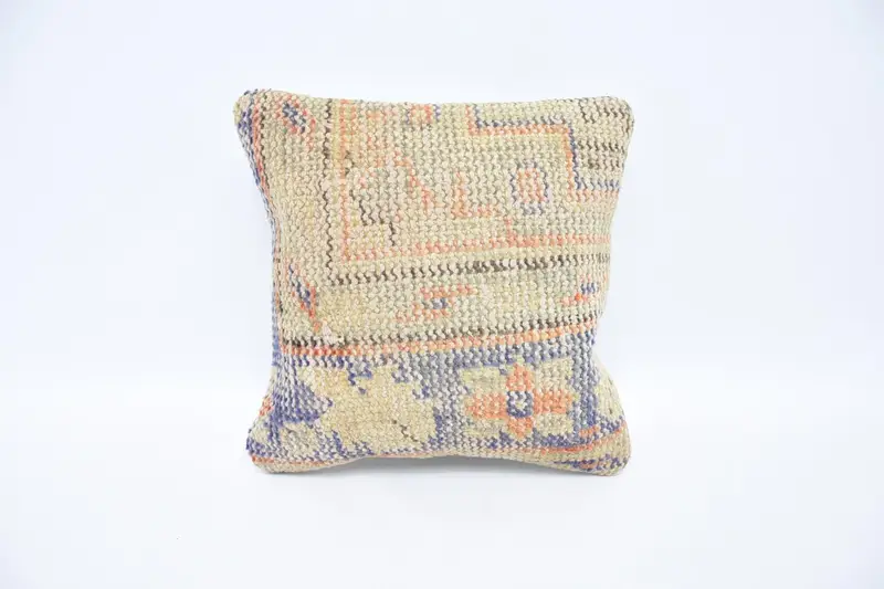 Vintage Small Square Beige Pillow, 12x12 inch Gift Pillowcase - 1