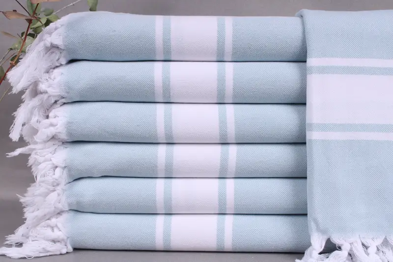 Turkish Towel Organic Petrol Green Striped, 40x71 Inches