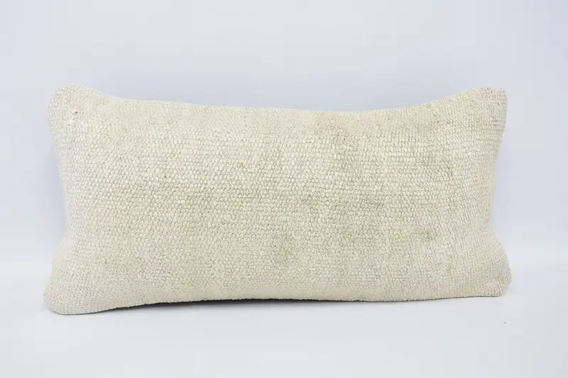 Turkish Rectangle White Pillowcase, 12x24 inch Moroccan Cushion - 1