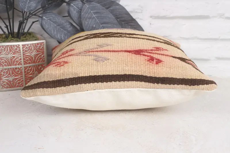 Cushion, Turkish Kilim Pillow, Kilim Pillow, 12x12 Beige Cushion Cover, Kilim Pillow Cover, Handwoven Pillow Cover Cushion - 5