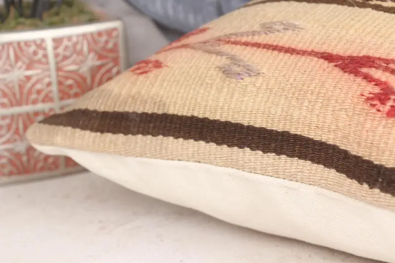 Cushion, Turkish Kilim Pillow, Kilim Pillow, 12x12 Beige Cushion Cover, Kilim Pillow Cover, Handwoven Pillow Cover Cushion - 7