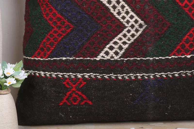 Ethnical Kilim Rug Pillow, Ethnic Pillow Cover Pillow Cover, Cushion Case, 32x32 Brown Pillow Case, Home Decor Pillow, Turkish Pillow - 3