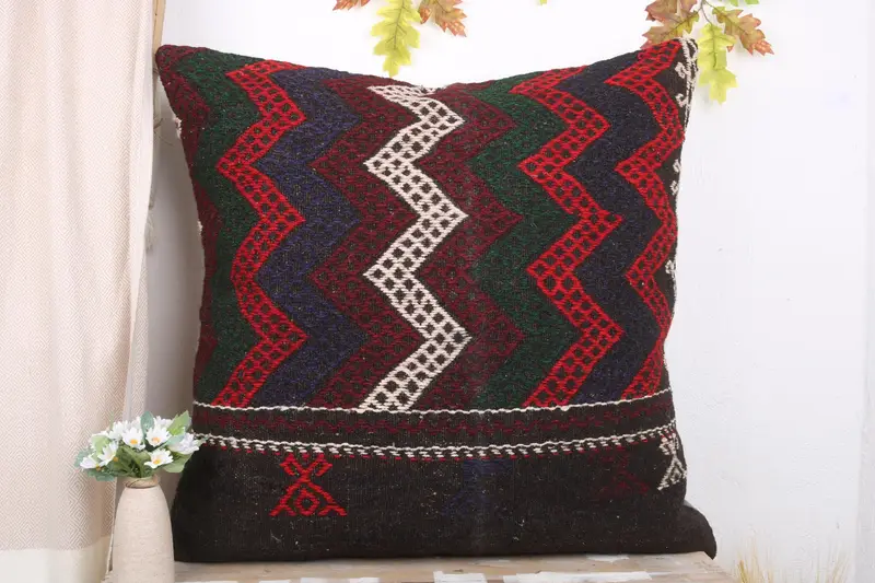 Ethnical Kilim Rug Pillow, Ethnic Pillow Cover Pillow Cover, Cushion Case, 32x32 Brown Pillow Case, Home Decor Pillow, Turkish Pillow - 2