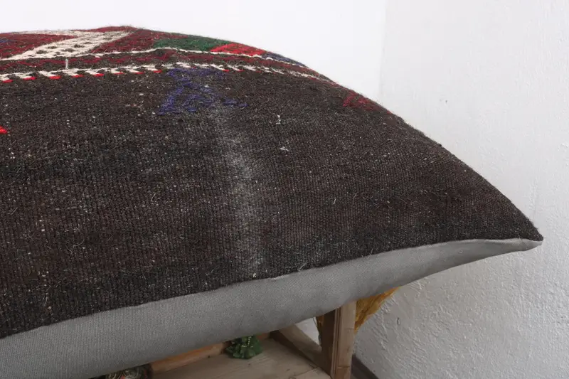 Ethnical Kilim Rug Pillow, Ethnic Pillow Cover Pillow Cover, Cushion Case, 32x32 Brown Pillow Case, Home Decor Pillow, Turkish Pillow - 6