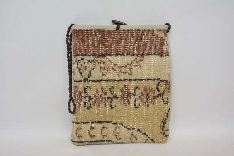 調節可能なストラップクロスボディバッグ、ヴィンテージモチーフウールキリムバッグ