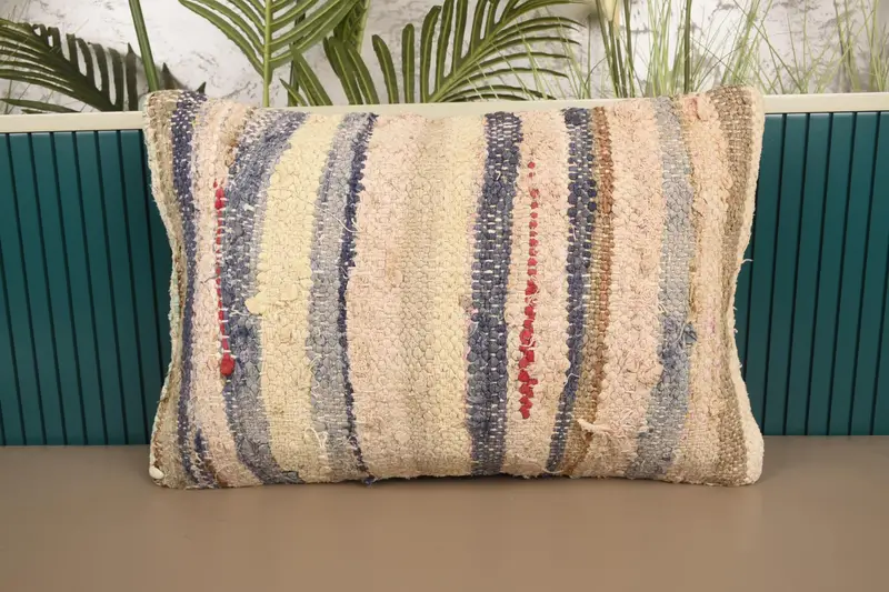 16x24 inch Throw Pillow Sham, Moroccan Striped Chair White Pillow - 1