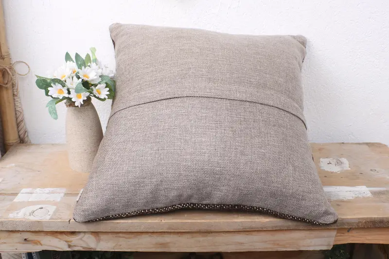 Vintage Kilim Throw Pillow, Kilim Pillow Cover, Cushion, Outdoor Pillow, Square Throw Pillow Sham, Turkish Kilim Pillow, 16x16 Brown Pillow Cover - 7