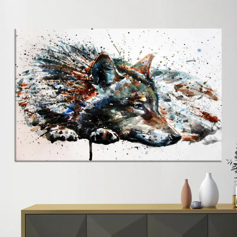 Modern Wolf Art Canvas: Trendy Wolf Lover Gift for Loft & Man Cave