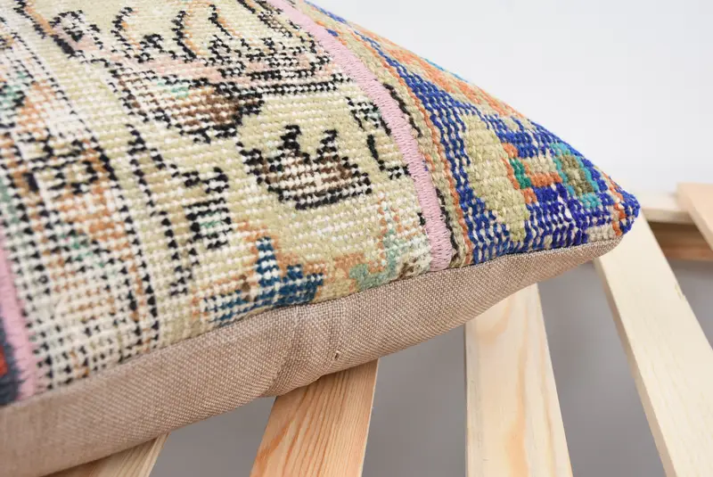 Pillow, Kilim Cushion Sham, Throw Kilim Pillow, 18x18 Yellow Pillow Sham, Boho Pillow Sham Cover, Wool Kilim Pillow Pillow Case - 7