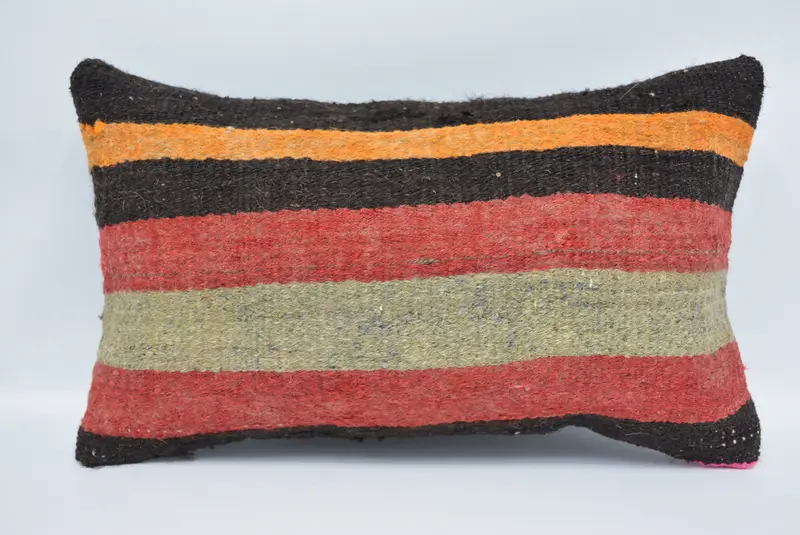 Pillow for Couch, Aesthetic Pillow Sham, Pillow Sham, Outdoor Bolster Cushion Cover, Turkish Kilim Pillow, 12x20 Red Cushion Case, Home Decor Pillow - 1