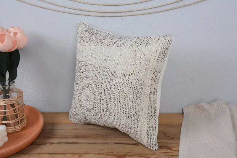 Accent Cushion Case, Chair Pillow Case, Tribal Cushion, 14x14 White Pillow Case, Pillow Sham, Gift Pillow, Kilim Pillow, Ethnical Kilim Rug Pillow - 4