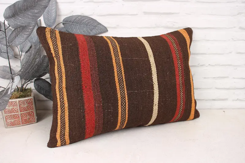 Southwestern Pillow, 16x24 Orange Cushion Cover, Cushion, Sofa Bolster Pillow Case, Pillow for Couch, Vintage Kilim Pillow, Home Decor Pillow - 3