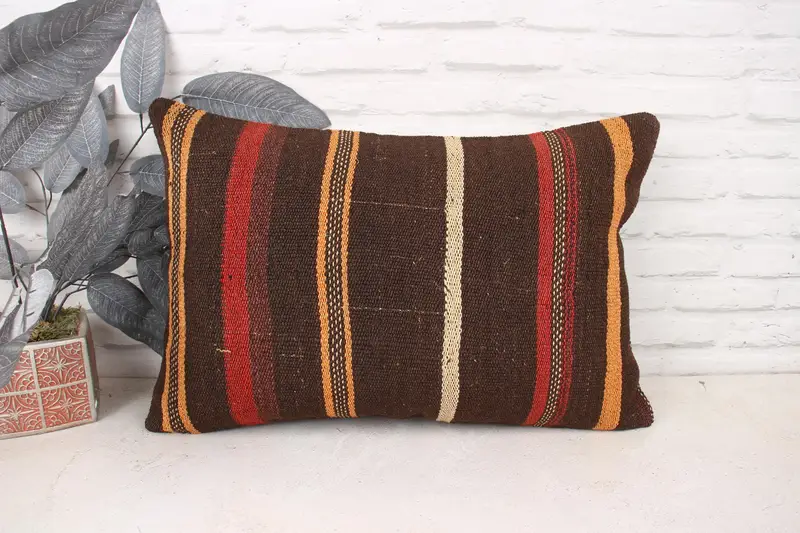 Southwestern Pillow, 16x24 Orange Cushion Cover, Cushion, Sofa Bolster Pillow Case, Pillow for Couch, Vintage Kilim Pillow, Home Decor Pillow - 1
