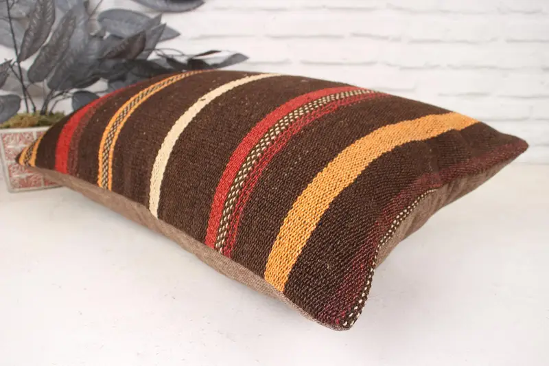 Southwestern Pillow, 16x24 Orange Cushion Cover, Cushion, Sofa Bolster Pillow Case, Pillow for Couch, Vintage Kilim Pillow, Home Decor Pillow - 6