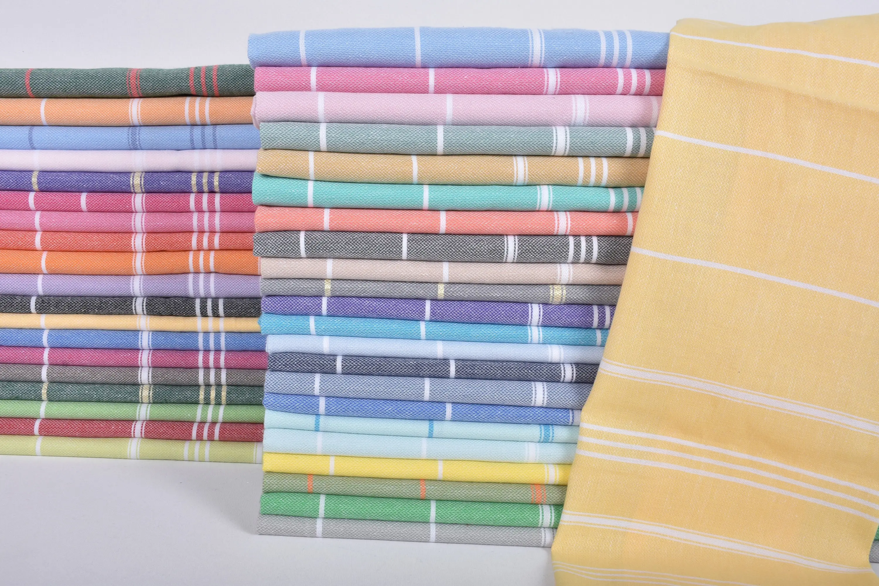 Turkish Hand Towel Gray Striped, Cotton, 40x24 Inches - 1