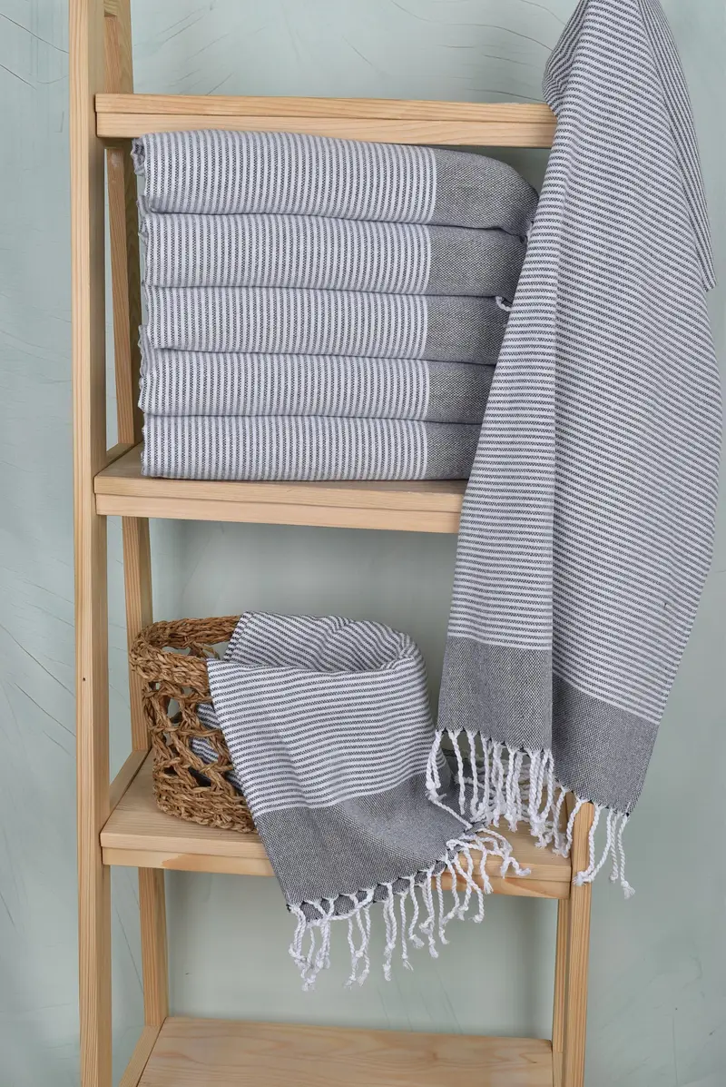 Bridesmaid Gifts, Monogram Kitchen Towel, 40x18 Cotton Striped Towel, Valentines Gift, Best Friend Wedding Gift, Personalized Gift, Summer Towel - 3