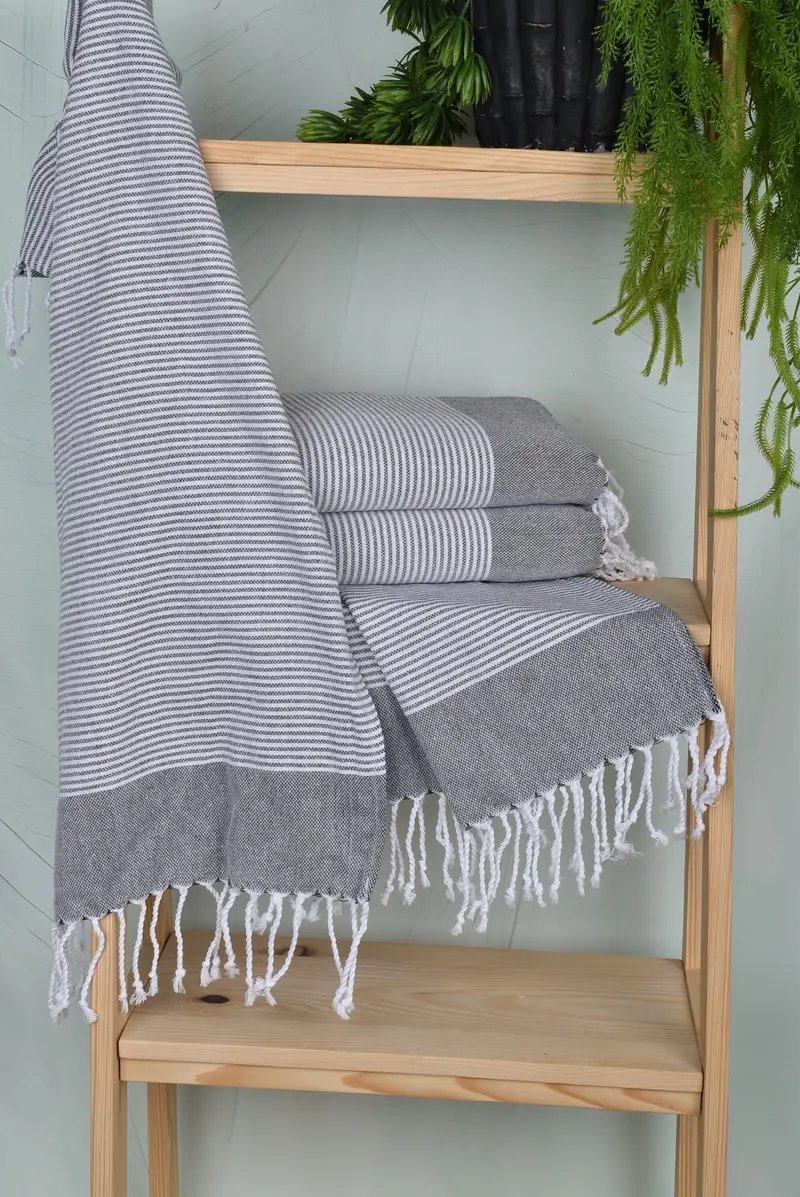 Bridesmaid Gifts, Monogram Kitchen Towel, 40x18 Cotton Striped Towel, Valentines Gift, Best Friend Wedding Gift, Personalized Gift, Summer Towel - 6