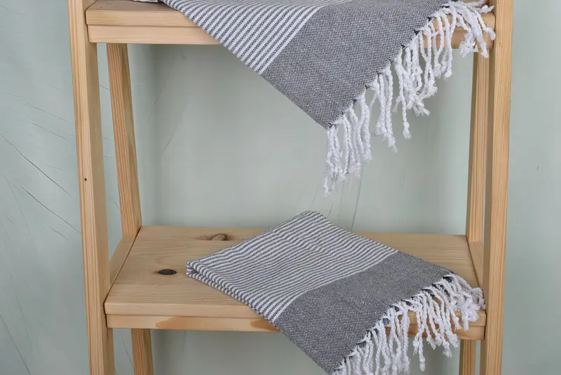 Bridesmaid Gifts, Monogram Kitchen Towel, 40x18 Cotton Striped Towel, Valentines Gift, Best Friend Wedding Gift, Personalized Gift, Summer Towel - 5