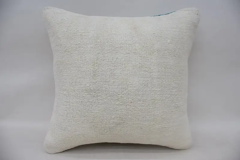 Throw Kilim Pillow, Art Deco Pillow Sham, Boho Pillow, Pillow Sham, 16x16 White Pillow Sham, Kilim Pillow, Garden Pillow, Anatolian Pillow Case - 4