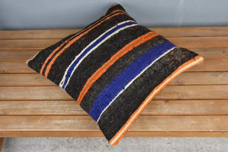 Home Decor Pillow, Boho Throw Pillow Sham, Turkish Pillow, Natural Pillow Case, 18x18 Brown Cushion Cover, Throw Kilim Pillow, Cushion Cover - 2