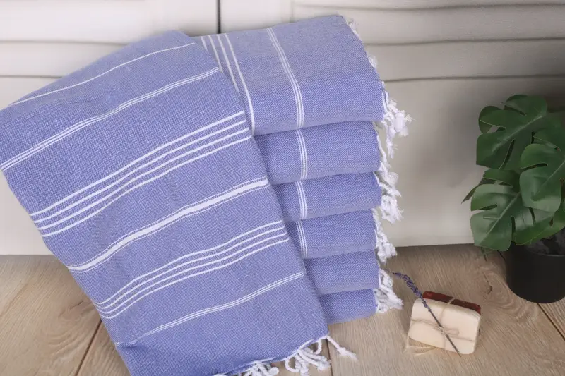 Turkish Beach Towel Striped Lavender Cotton, 40x71 Inches