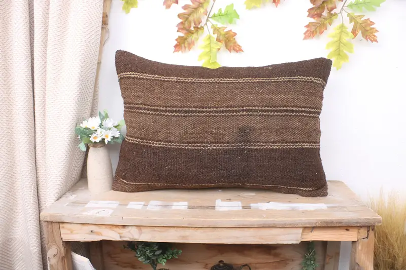Pillow, 16x24 Brown Cushion Case, Kilim Pillow Cover, Aesthetic Pillow Cover, Vintage Kilim Throw Pillow, Toss Pillow, Vintage Kilim Pillow - 1