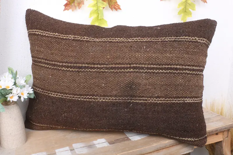 Pillow, 16x24 Brown Cushion Case, Kilim Pillow Cover, Aesthetic Pillow Cover, Vintage Kilim Throw Pillow, Toss Pillow, Vintage Kilim Pillow - 4