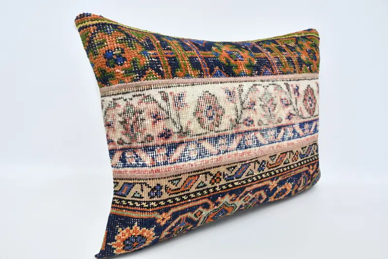 One Of A Kind Pillow Case, Pillow for Couch, Vintage Kilim Pillow, Tribal Cushion, 20x28 Orange Pillow Sham, Handmade Kilim Cushion, Pillow - 3