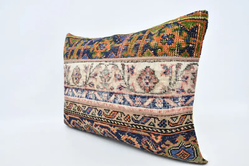 One Of A Kind Pillow Case, Pillow for Couch, Vintage Kilim Pillow, Tribal Cushion, 20x28 Orange Pillow Sham, Handmade Kilim Cushion, Pillow - 4