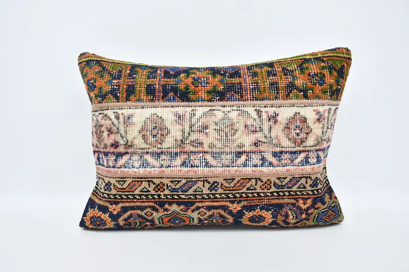 One Of A Kind Pillow Case, Pillow for Couch, Vintage Kilim Pillow, Tribal Cushion, 20x28 Orange Pillow Sham, Handmade Kilim Cushion, Pillow - 1