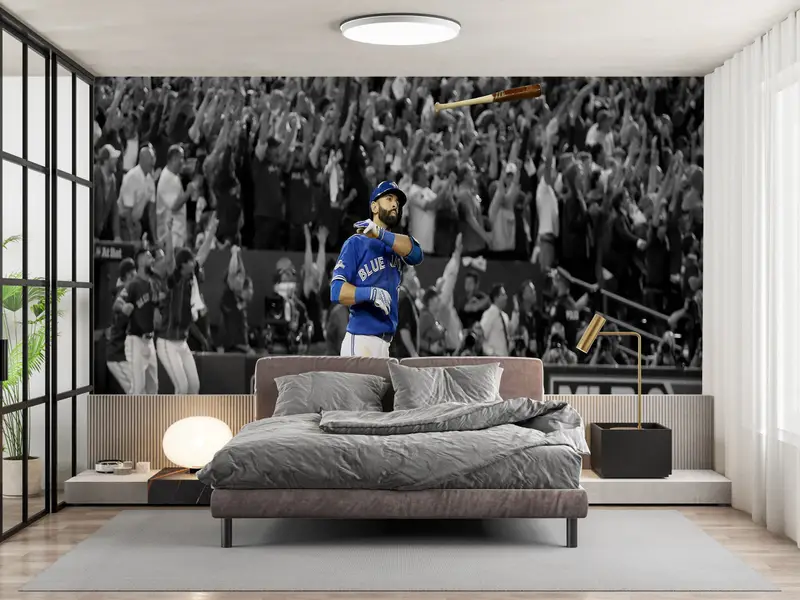 Man Cave Wall Art, Jose Bautista, Toronto Blue Jays Wall Art, 3d Wall Paper, Paper Wall Art, Wall Paper Peel and Stick, Sport Wall Print, - 4
