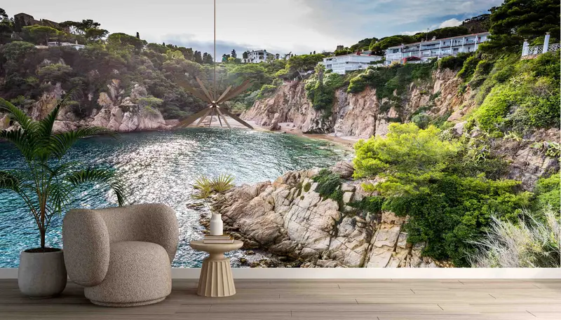 印刷された壁紙: コスタブラバ、スペイン、自然、海の風景