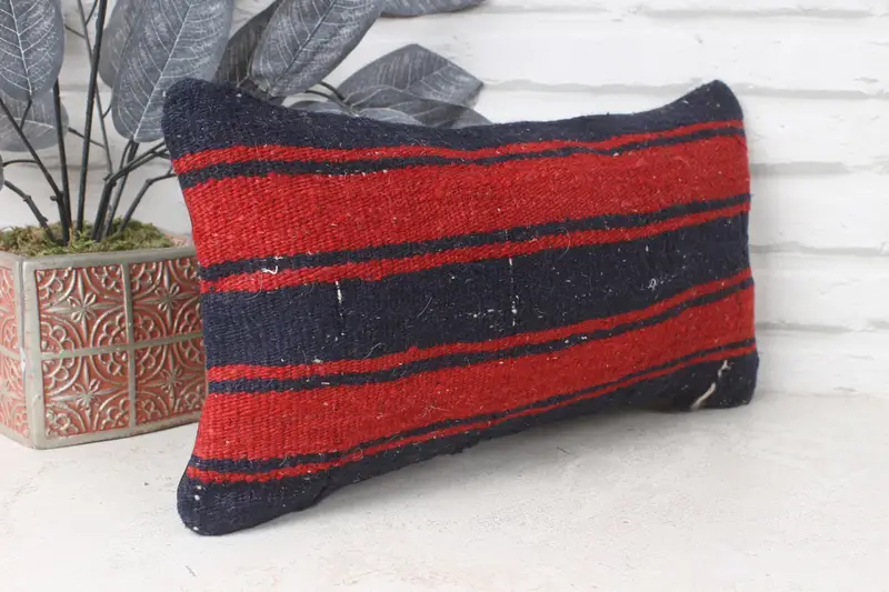 Cushion Case, Bolster Pillow Cover, 8x16 Blue Cushion Case, Anatolian Pillow Cover, Gift Pillow, Turkish Pillow, Kilim Pillow Cover - 4